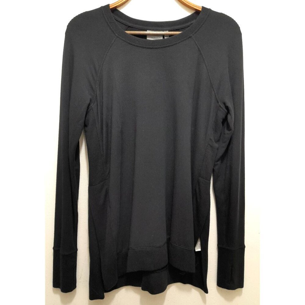 Athleta Womens Sweatshirt Stretch Side Split Thumbholes Athleisure Size S Black